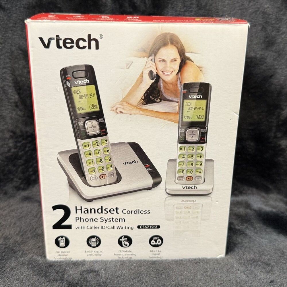 VTech CS6719-2 DECT 6.0 2-Handset Cordless Phone With Manual